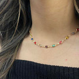 Multicolour Oval Necklace & Bracelet Set