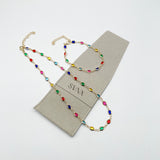 Multicolour Oval Necklace & Bracelet Set