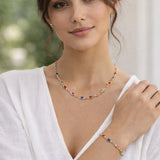 Multicolour Oval Necklace & Bracelet Set