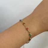 Multicolour Oval Necklace & Bracelet Set