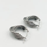 Twisted Ribbed Hoops in Silver