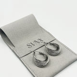 Twisted Ribbed Hoops in Silver