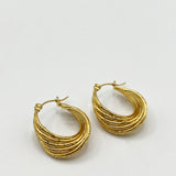 Twisted Ribbed Hoops in Gold