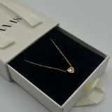 Small Crystal Heart Necklace in Gold