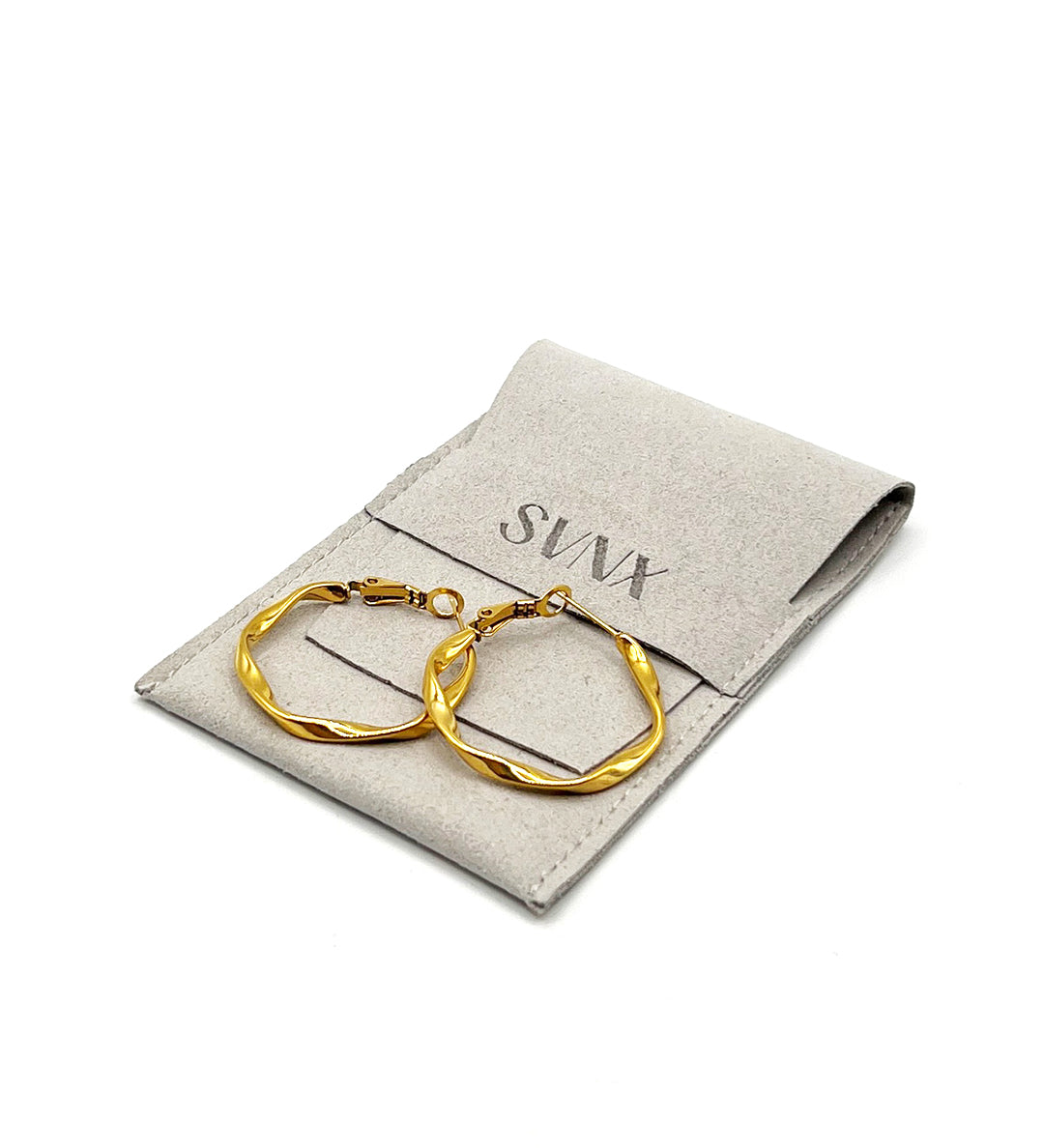 Twist Hoops in Gold - Pouch Included - svnx
