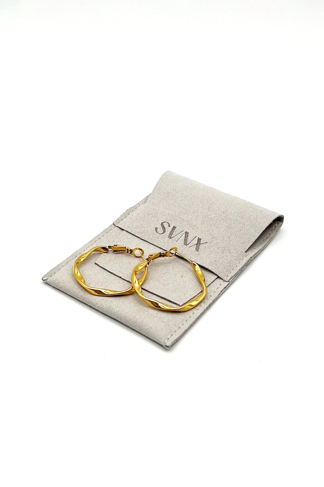 Twist Hoops in Gold - Pouch Included - svnx