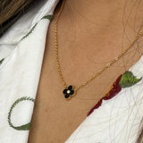 Mini Clover Necklace in Gold Black