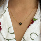 Mini Clover Necklace in Gold Black