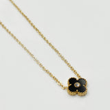Mini Clover Necklace in Gold Black