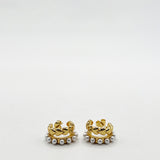 Double Heart Pearl Huggie Earrings
