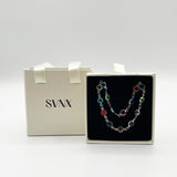 Round Crystal Necklace and Bracelet Set in Multi - Gift Boxed