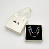 Round Crystal Necklace and Bracelet Set in Multi - Gift Boxed