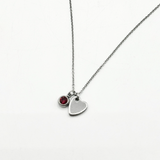 Mini Heart & July Birthstone Necklace in Silver - Gift Boxed