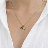 Mini Heart & July Birthstone Necklace in Gold - Gift Boxed