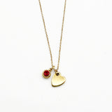 Mini Heart & July Birthstone Necklace in Gold - Gift Boxed