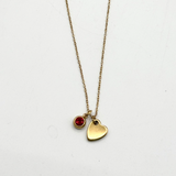 Mini Heart & July Birthstone Necklace in Gold - Gift Boxed