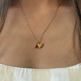 Mini Heart & July Birthstone Necklace in Gold - Gift Boxed