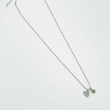 Mini Heart & August Birthstone Necklace in Silver