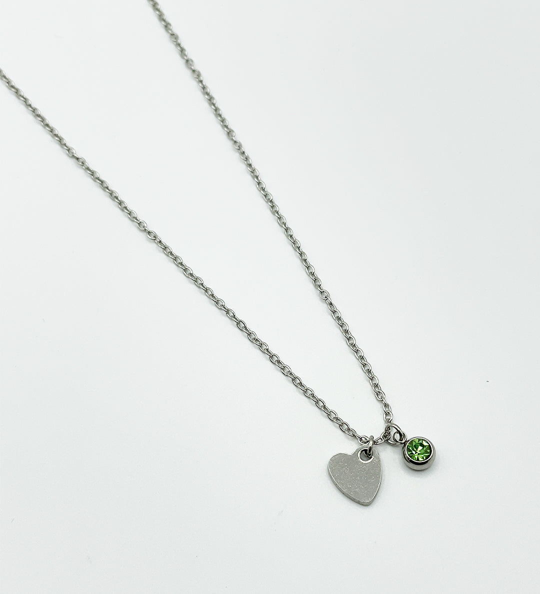 Mini Heart & August Birthstone Necklace in Silver - Gift Boxed