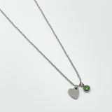 Mini Heart & August Birthstone Necklace in Silver
