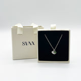 Mini Heart & August Birthstone Necklace in Silver
