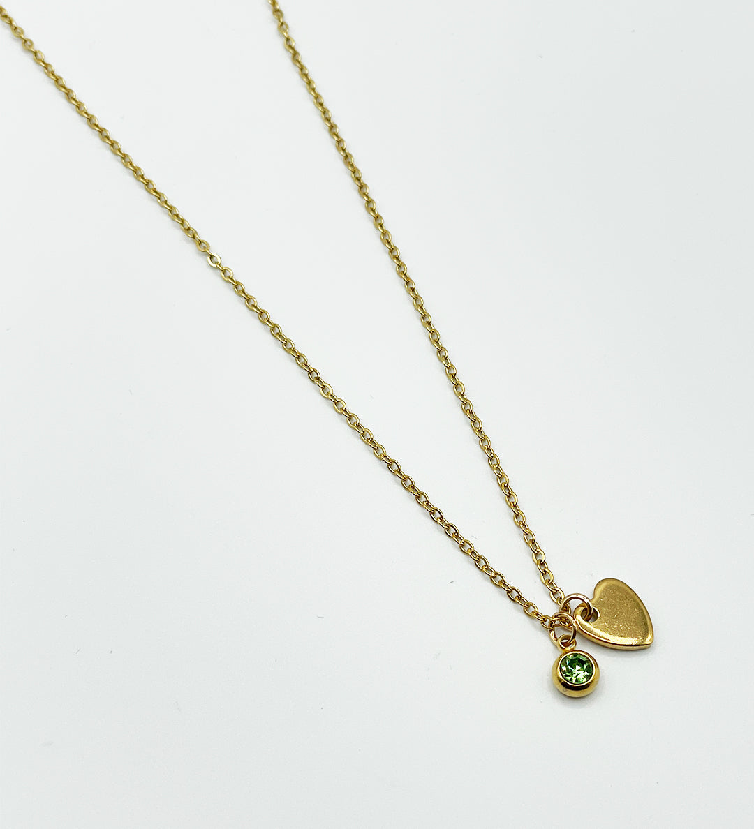 Mini Heart & August Birthstone Necklace in Gold - Gift Boxed