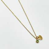 Mini Heart & August Birthstone Necklace in Gold