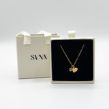 Mini Heart & August Birthstone Necklace in Gold
