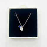 Mini Heart & September Birthstone Necklace in Silver - Gift Boxed