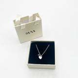 Mini Heart & September Birthstone Necklace in Silver - Gift Boxed