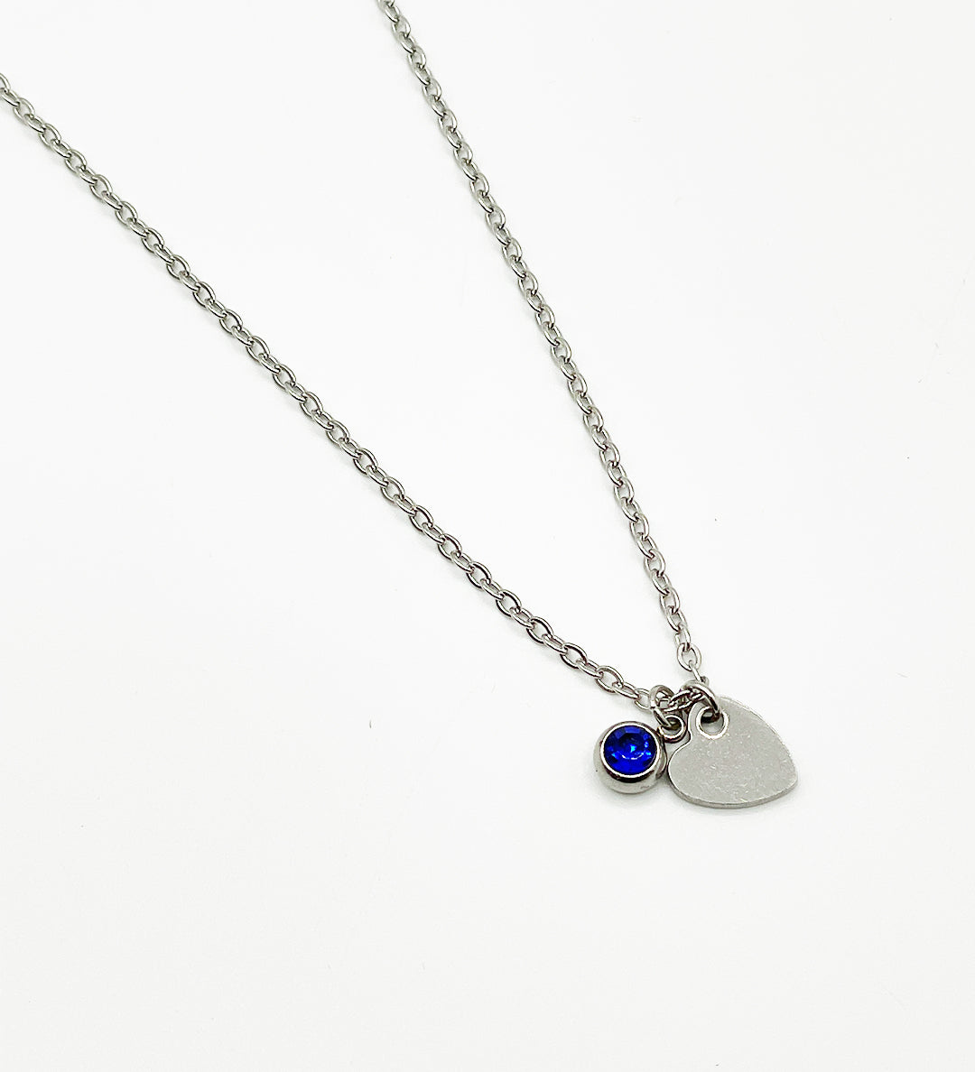 Mini Heart & September Birthstone Necklace in Silver - Gift Boxed