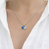 Mini Heart & September Birthstone Necklace in Silver - Gift Boxed