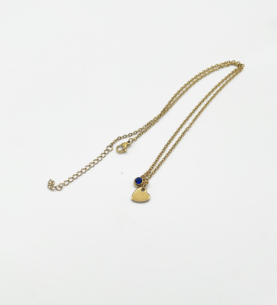 Mini Heart & September Birthstone Necklace in Gold - Gift Boxed