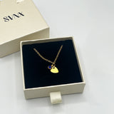 Mini Heart & September Birthstone Necklace in Gold - Gift Boxed