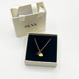 Mini Heart & September Birthstone Necklace in Gold - Gift Boxed