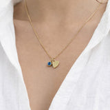 Mini Heart & September Birthstone Necklace in Gold - Gift Boxed