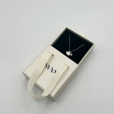 Mini Heart & October Birthstone Necklace in Silver - Gift Boxed