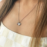 Mini Heart & October Birthstone Necklace in Silver - Gift Boxed