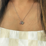 Mini Heart & October Birthstone Necklace in Silver - Gift Boxed
