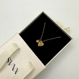 Mini Heart & October Birthstone Necklace in Gold - Gift Boxed