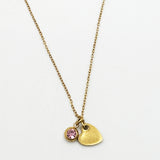 Mini Heart & October Birthstone Necklace in Gold - Gift Boxed