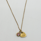 Mini Heart & October Birthstone Necklace in Gold - Gift Boxed