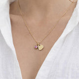 Mini Heart & October Birthstone Necklace in Gold - Gift Boxed