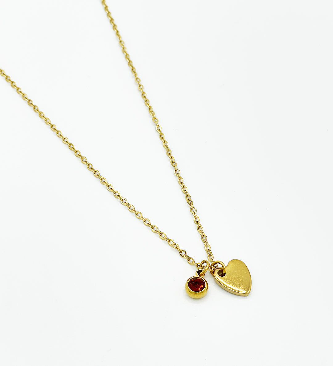 Mini Heart & November Birthstone Necklace in Gold - Gift Boxed