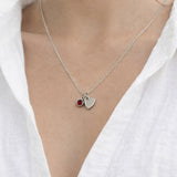 Mini Heart & Janurary Birthstone Necklace in Silver - Gift Boxed