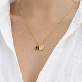 Mini Heart & Janurary Birthstone Necklace in Gold - Gift Boxed