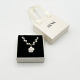 Pearl Chain Necklace with Camellia Pendant