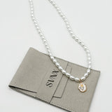 Pearl Chain Necklace with Gold Flower Pendant