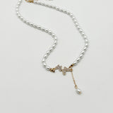 Pearl Chain Necklace with Butterfly Pendant