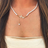 Pearl Chain Necklace with Butterfly Pendant